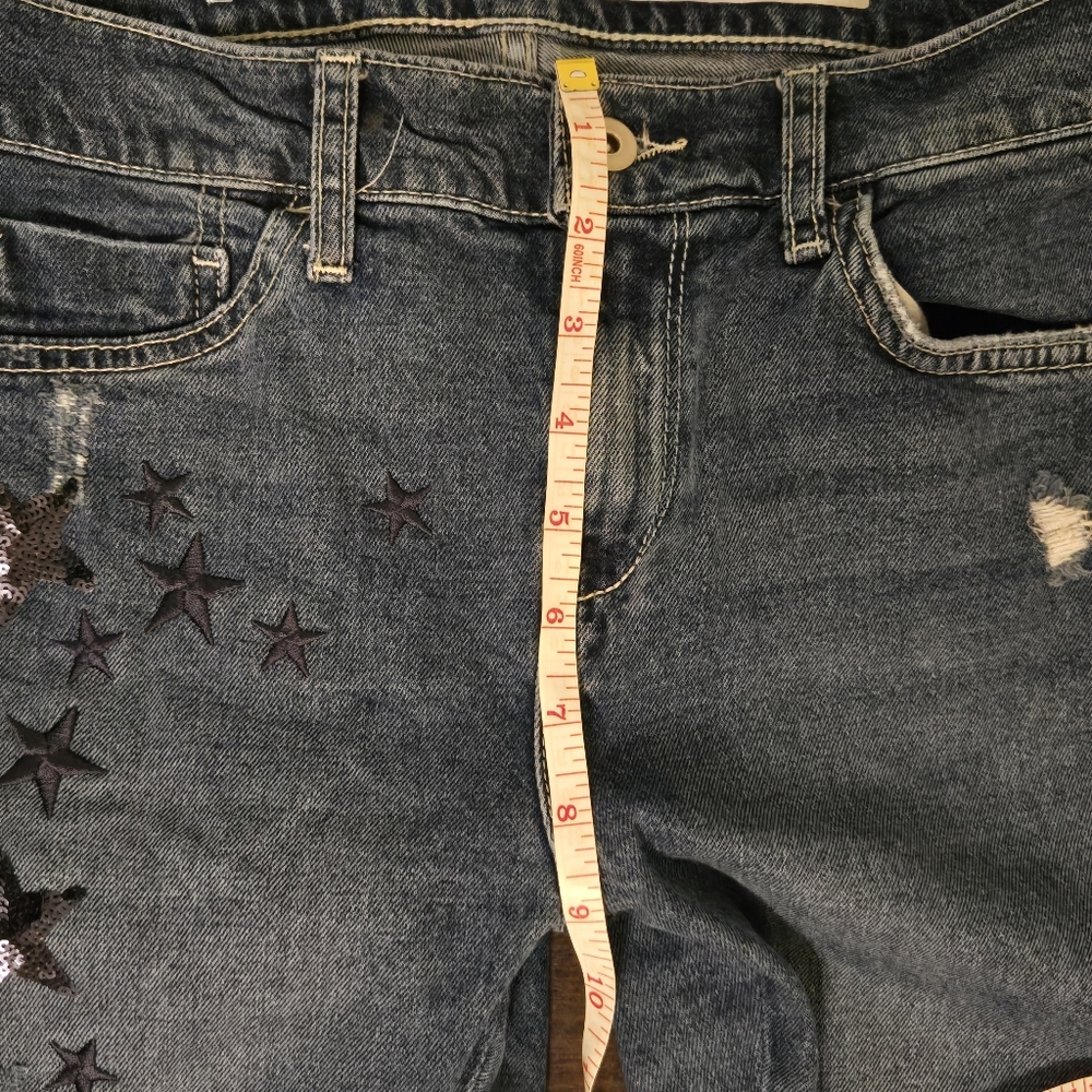 Anthropologie Pilcro and the Letterpress Embroidered Star Slim Boyfriend jeans. - Picture 8 of 10